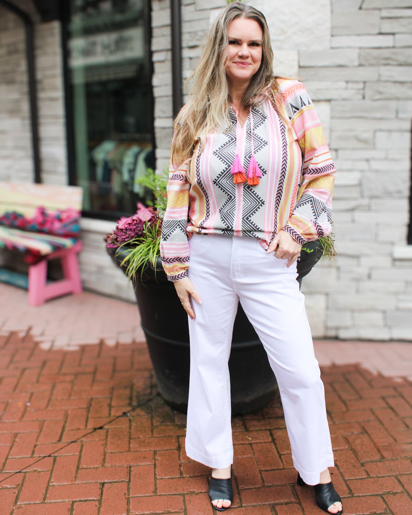 Placement Jacquard Blouse