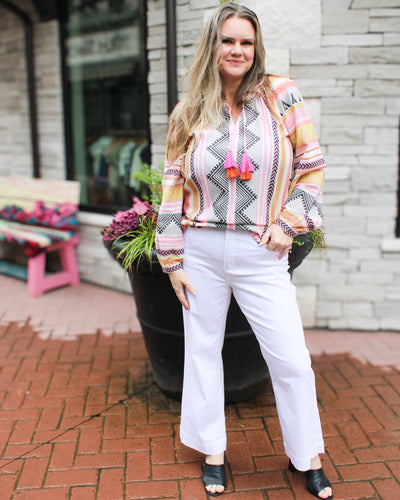 Placement Jacquard Blouse
