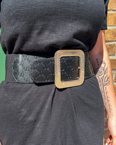 Rhinestone Buckle Dress Belt