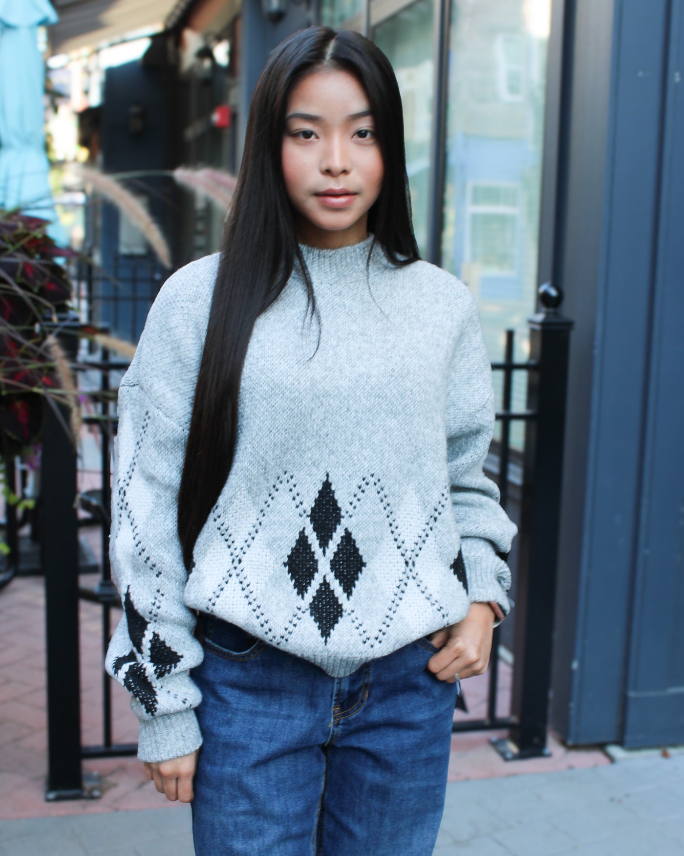 Nara Argyle Knit Sweater