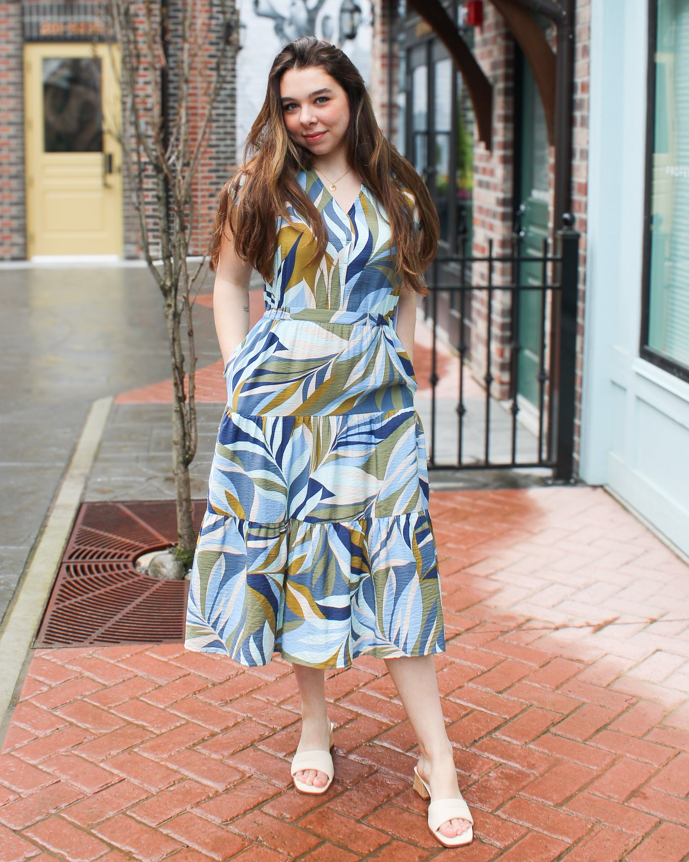 Tiered Short Sleeve Loden Dress