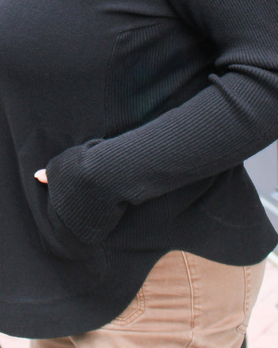 Back Lace-Up Sweater with Pockets