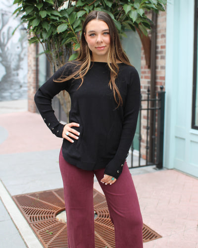 Lace Up Sleeve Sweater with Pockets