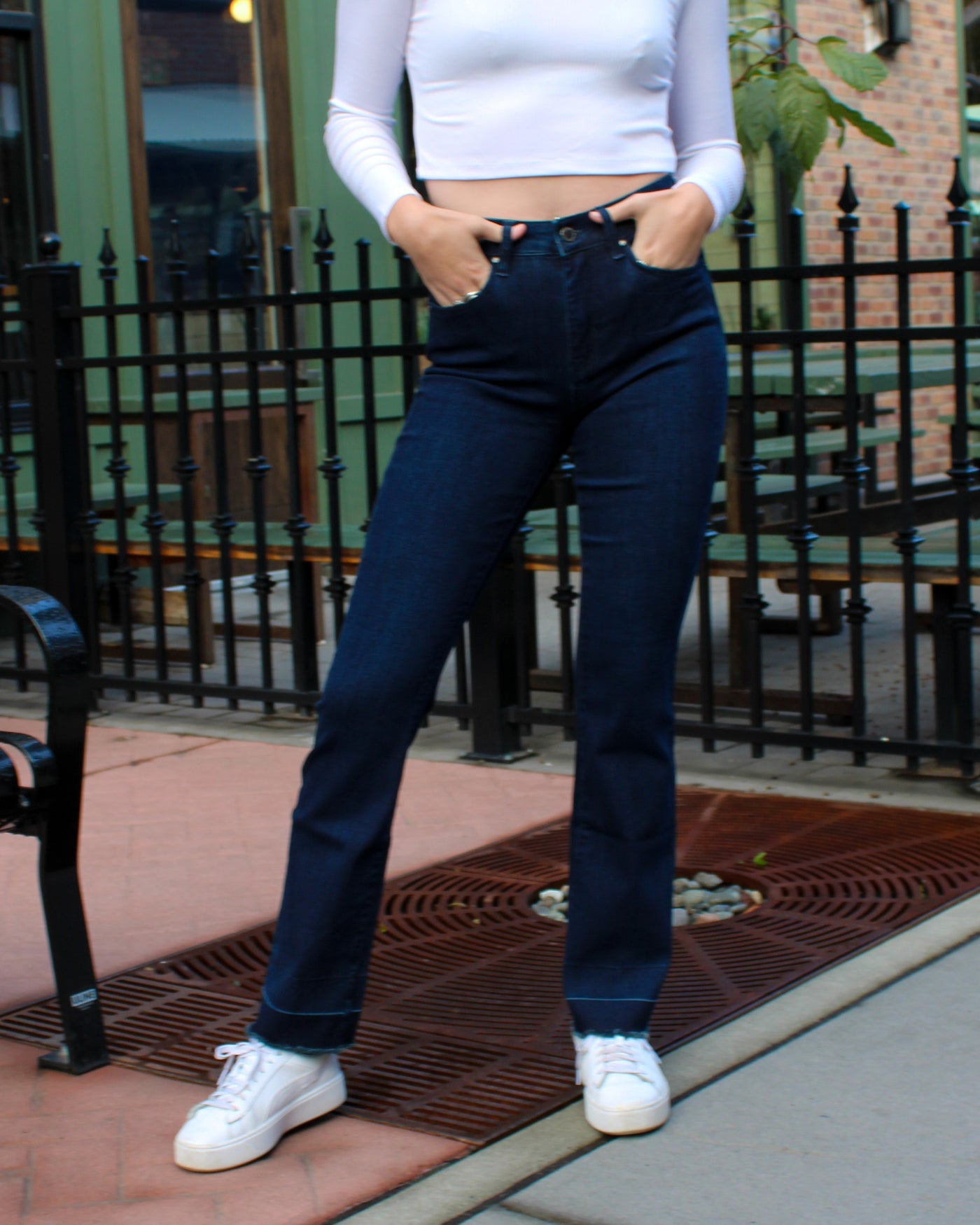 Bootcut Jeans with Contrast Cuff