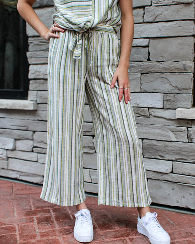 Linen Blend Striped Pants