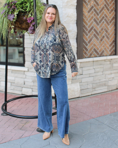 Paisley Button Up Blouse