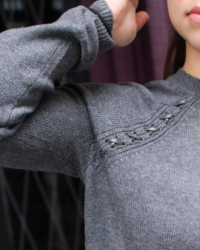 Raglan Sweater with Faux Leather Detail