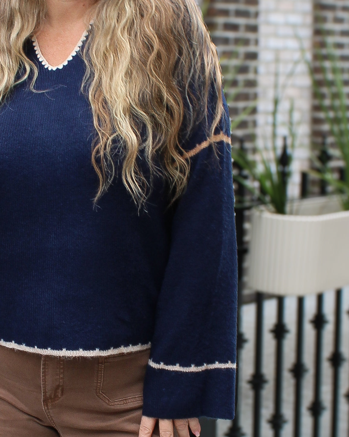 Notched Soutache Sweater
