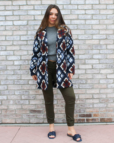 Plushy Knit Button Front Coat