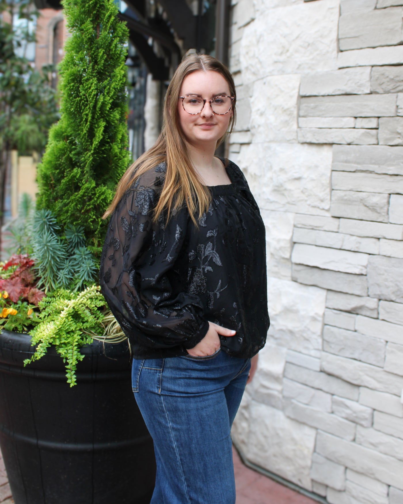 Lined Square Neck Blouse