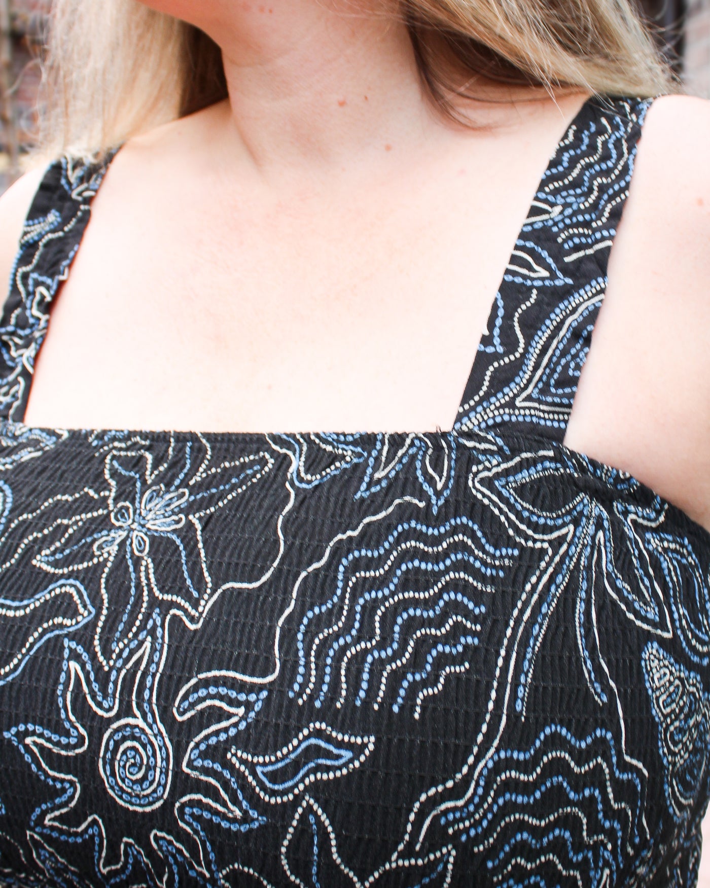 Deep Sea Smocked Top Dress
