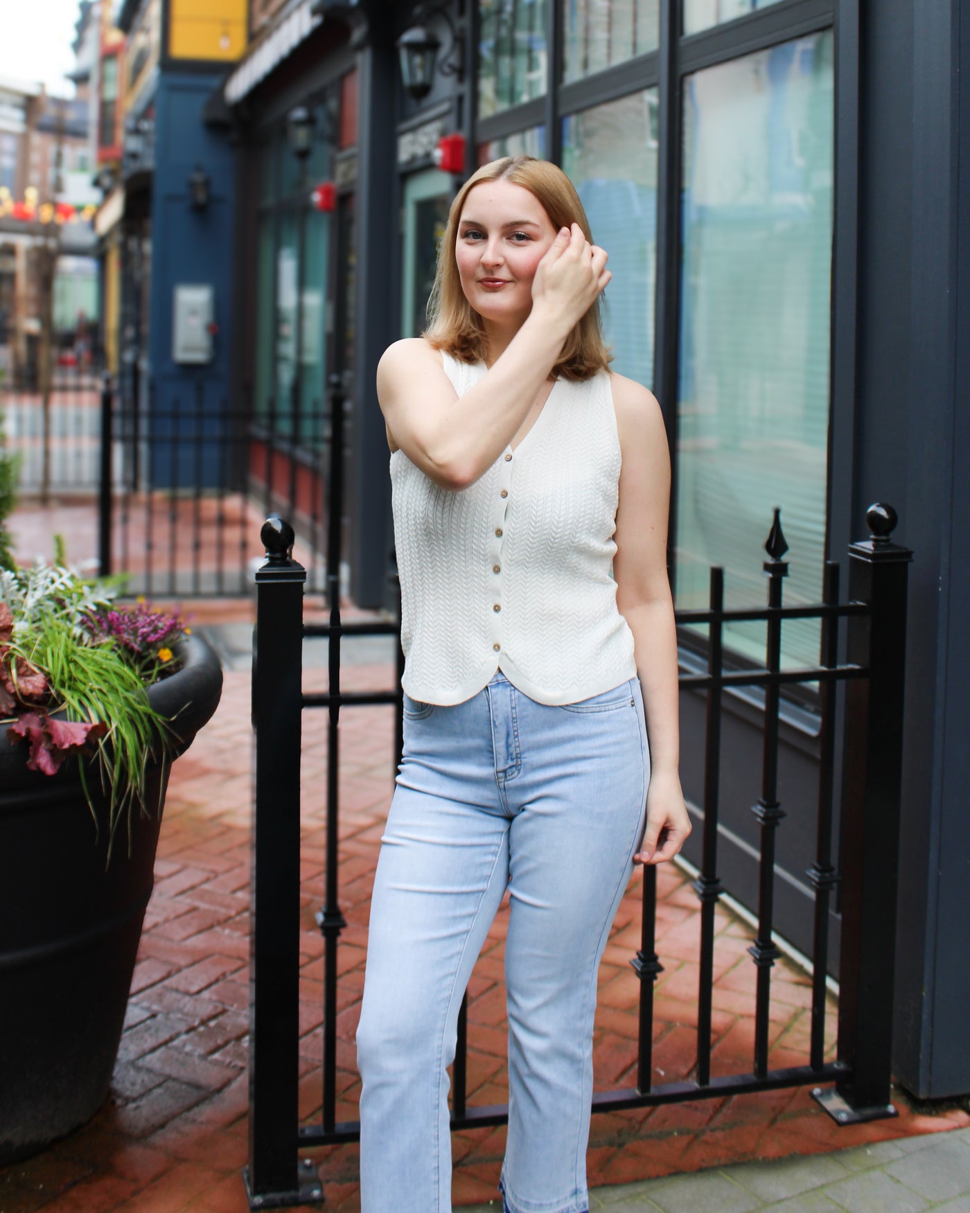 Sweater Vest with Wood Buttons