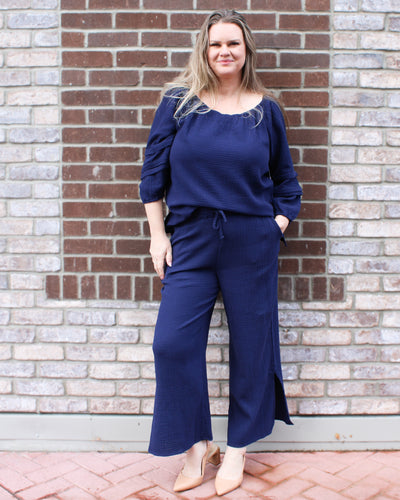 Cotton Wide Leg Pant with Slit
