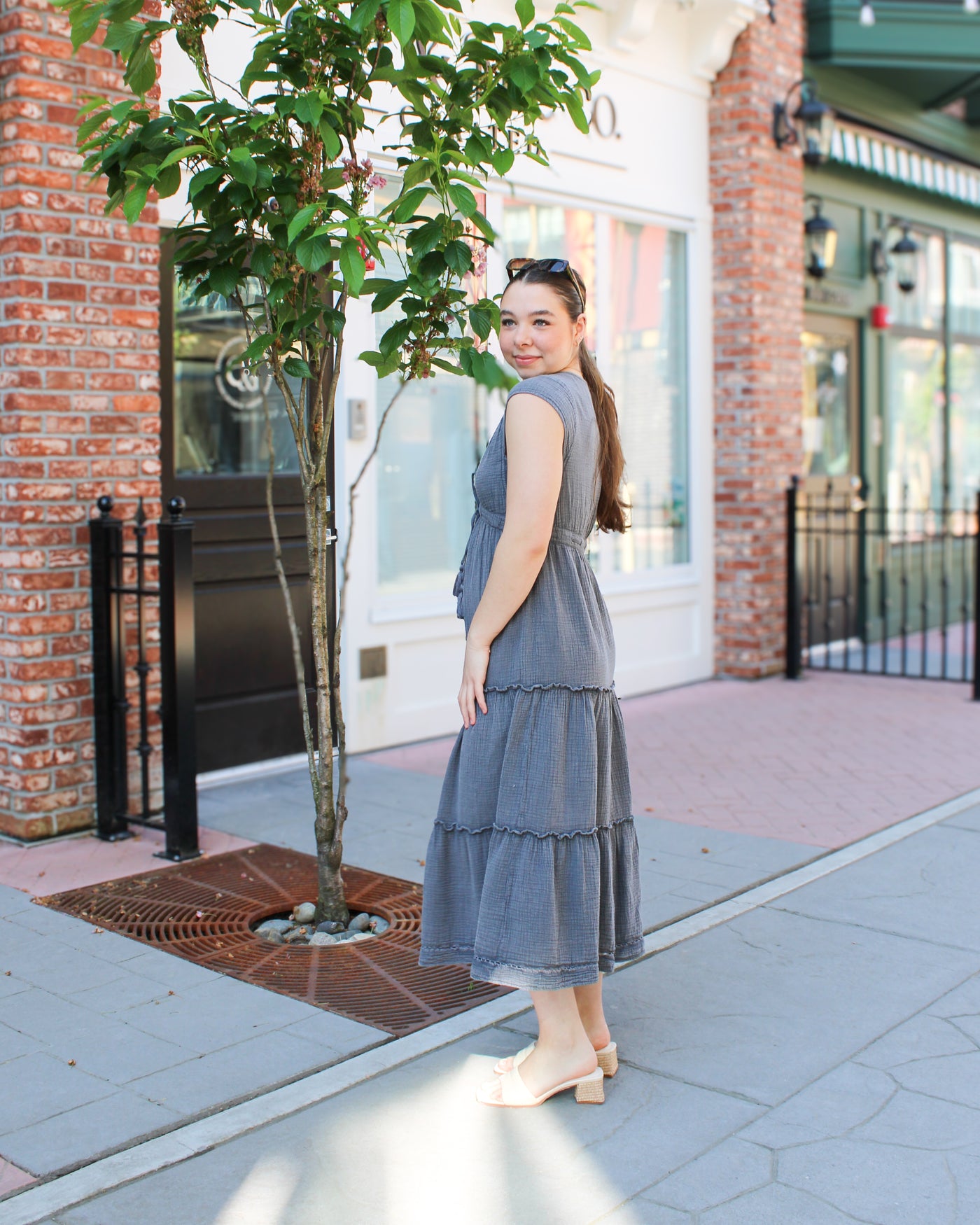 Macbeth Plunge Neckline Tiered Dress