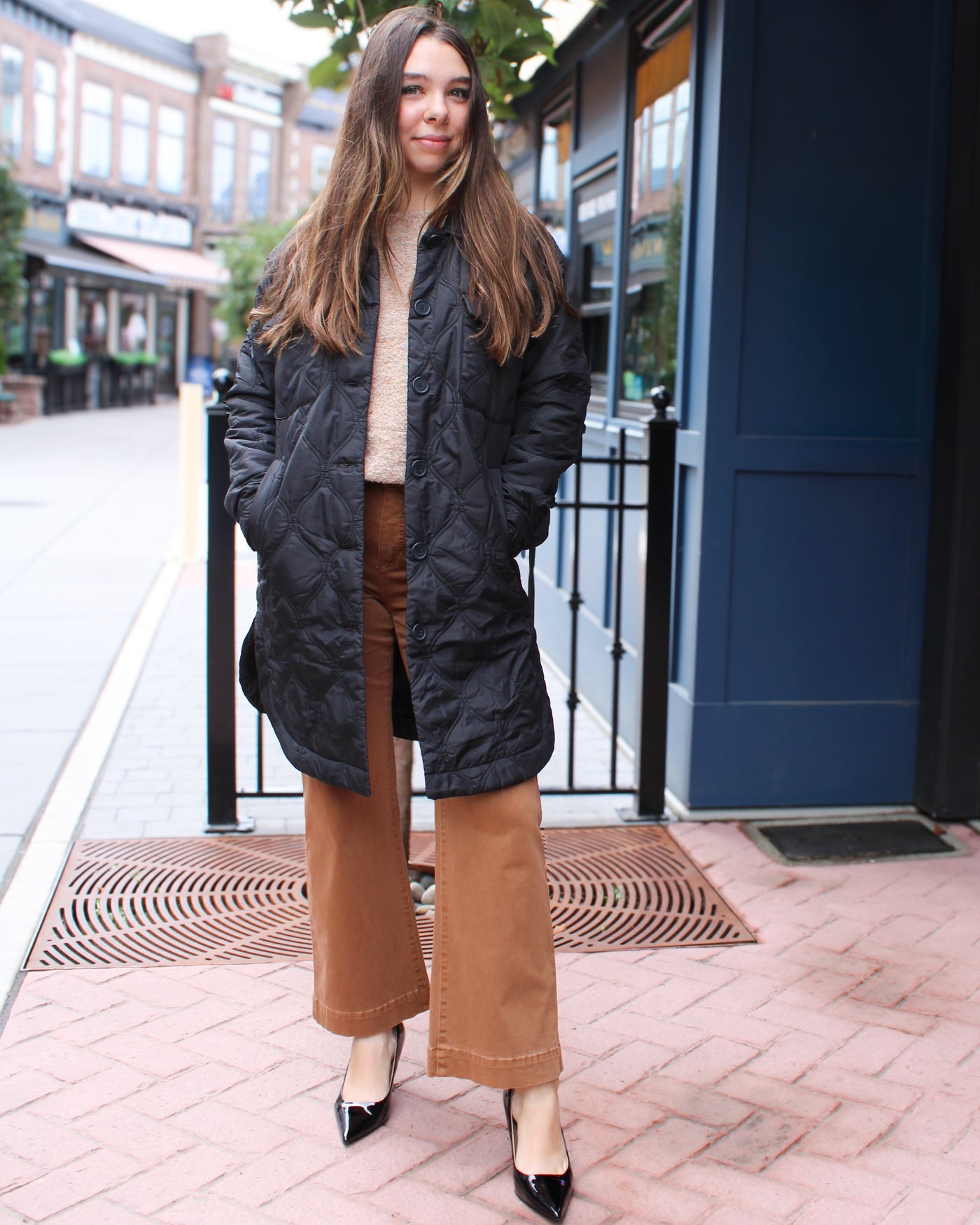 Quilted Long Button UpJacket