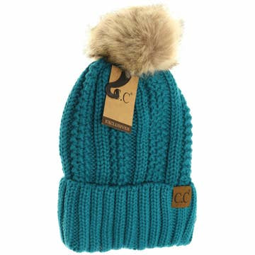 Fuzzy Lined Pom Beanie