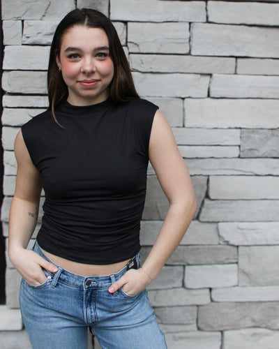 Yve Mock Neck Ruched Tank