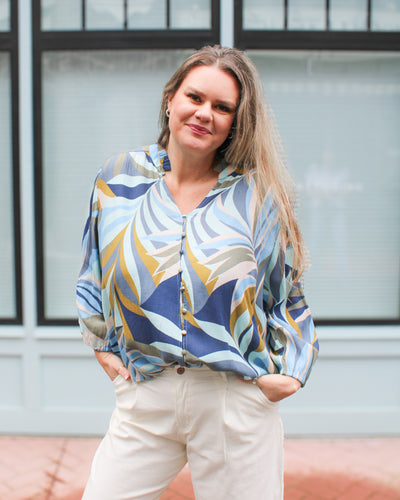 Moss Button Front Blouse