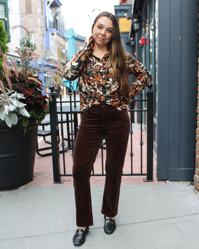 Twist Front Button Up Blouse