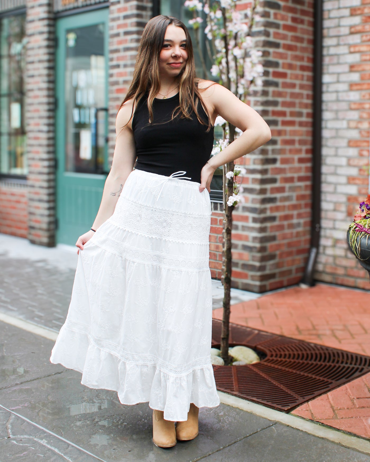 Averill Pull On Tiered Maxi Skirt
