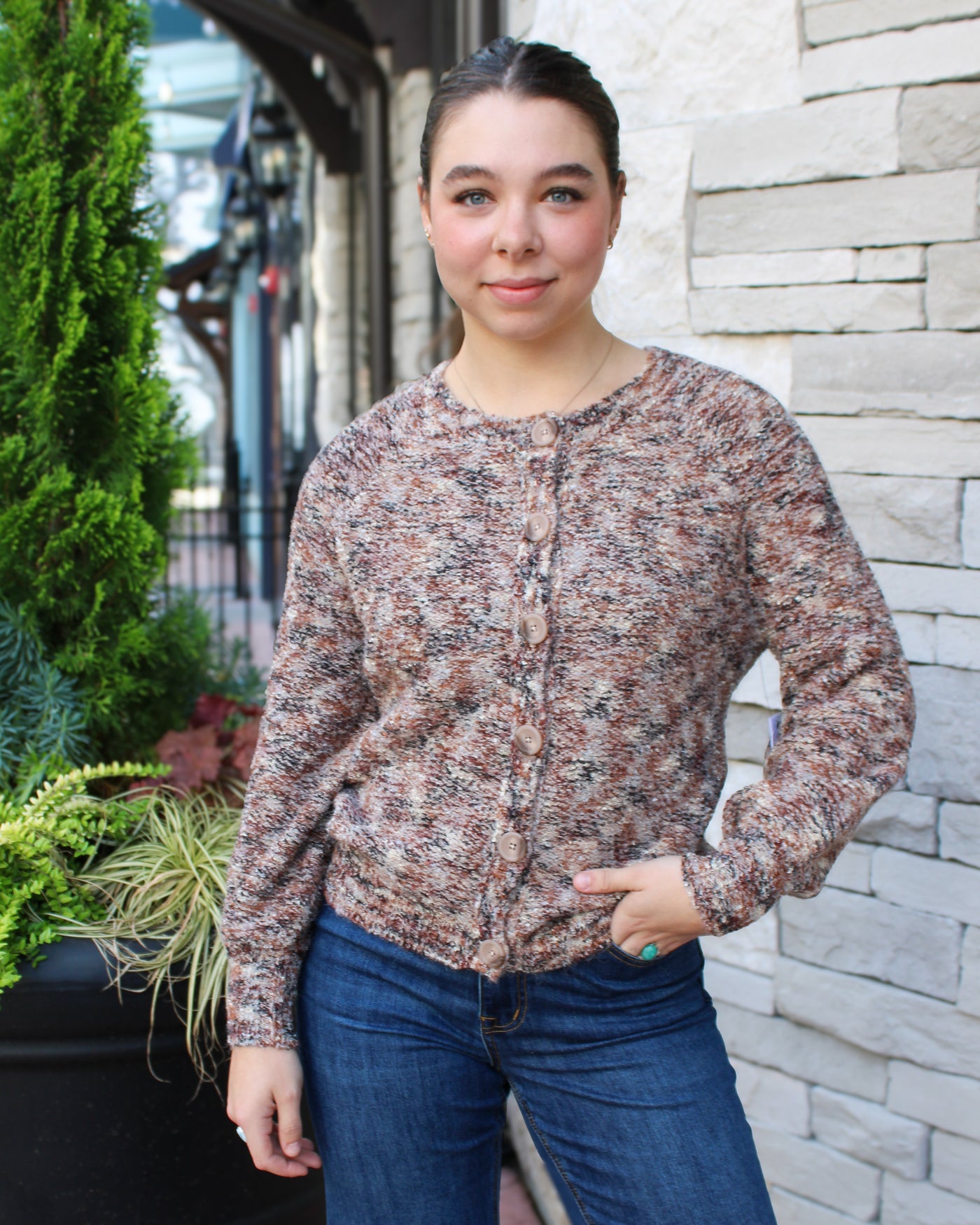 Almond Latte Button Front Cardigan