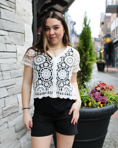 Crochet Short Sleeve Cardigan