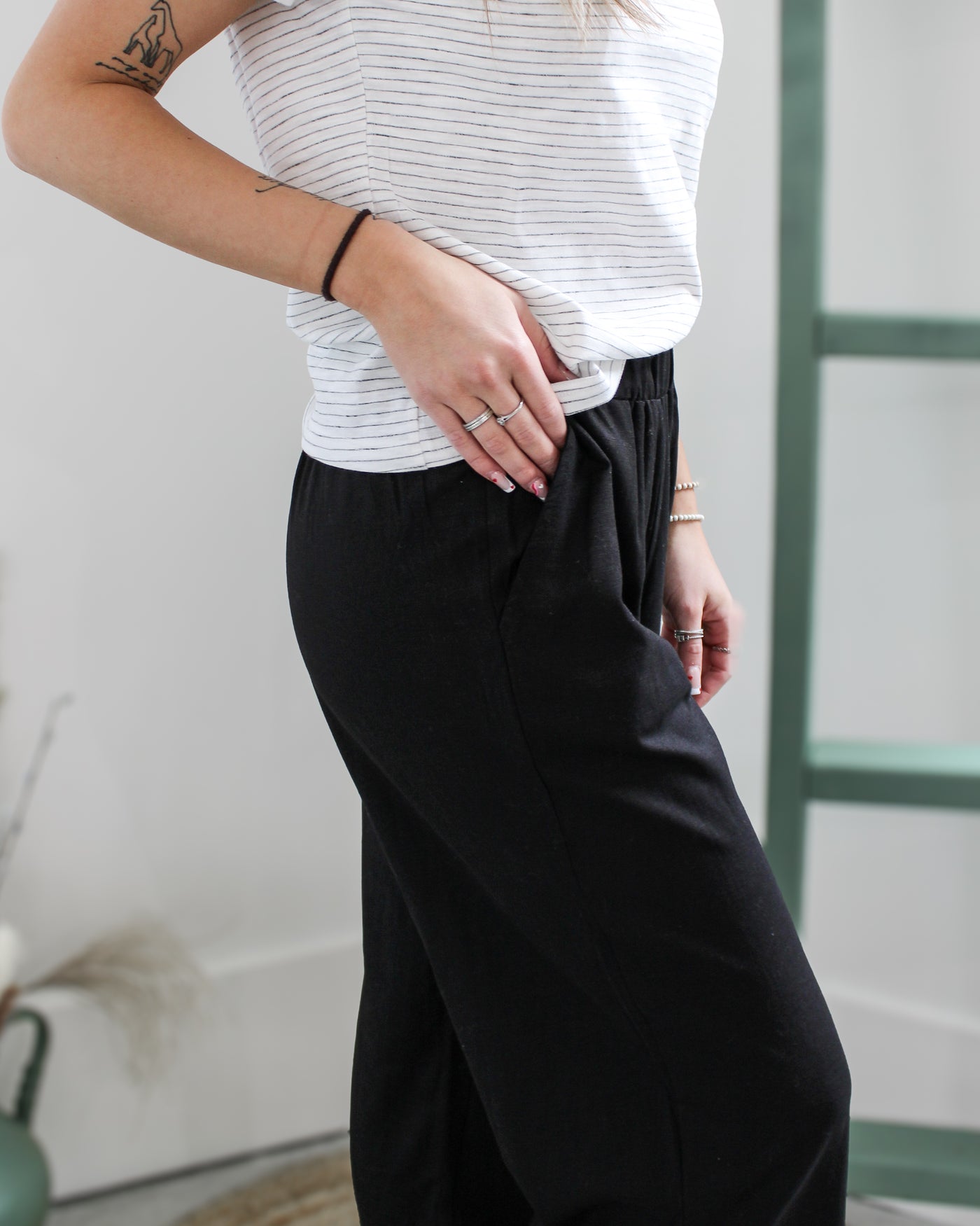 Pull On Button Hem Pant