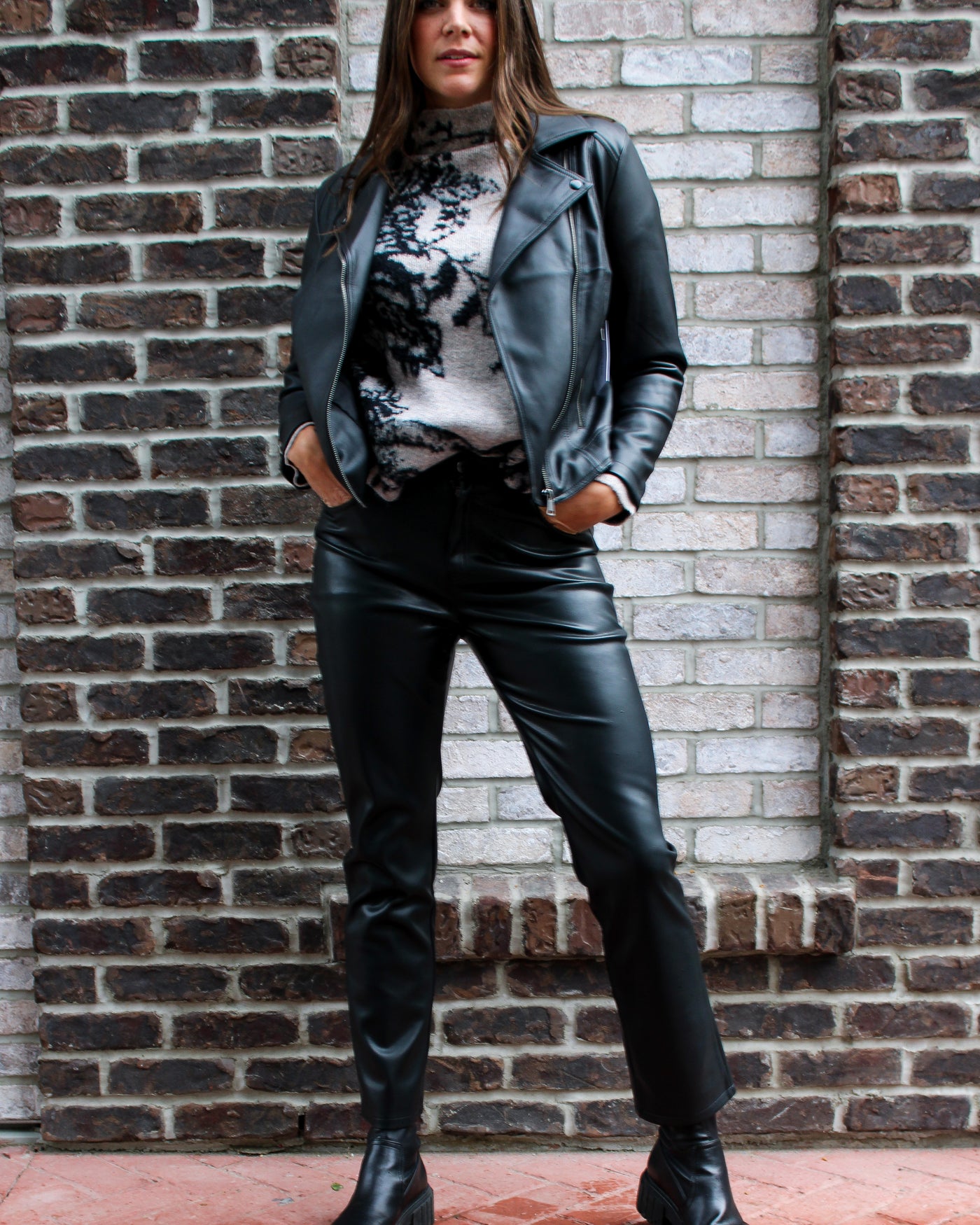 Faux Leather Straight Pants
