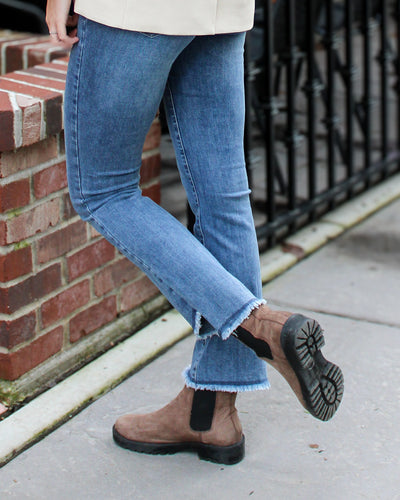 Asymmetrical Hem Bootcut Denim