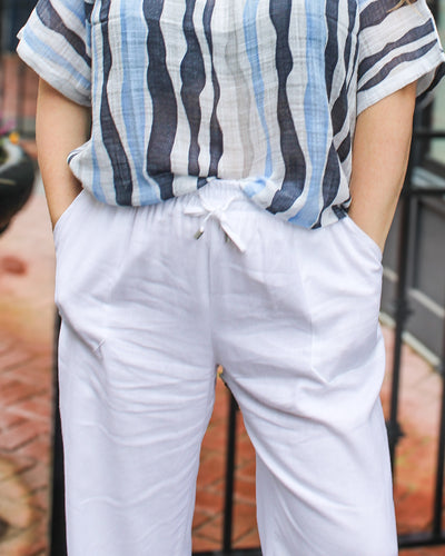Tie Waist Linen Wide Leg Pant