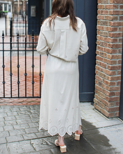 Carlie Scalloped Linen Maxi Skirt