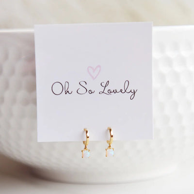 Tiffany Square Opal Huggie Hoop