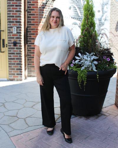 Audrey Black Pull On Wide Jeans