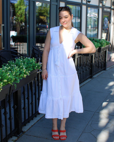 Macbeth Plunge Neckline Tiered Dress