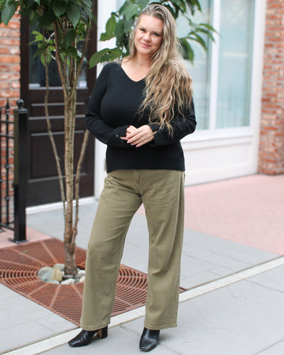 Ribbed Sweater with Heart Rivets