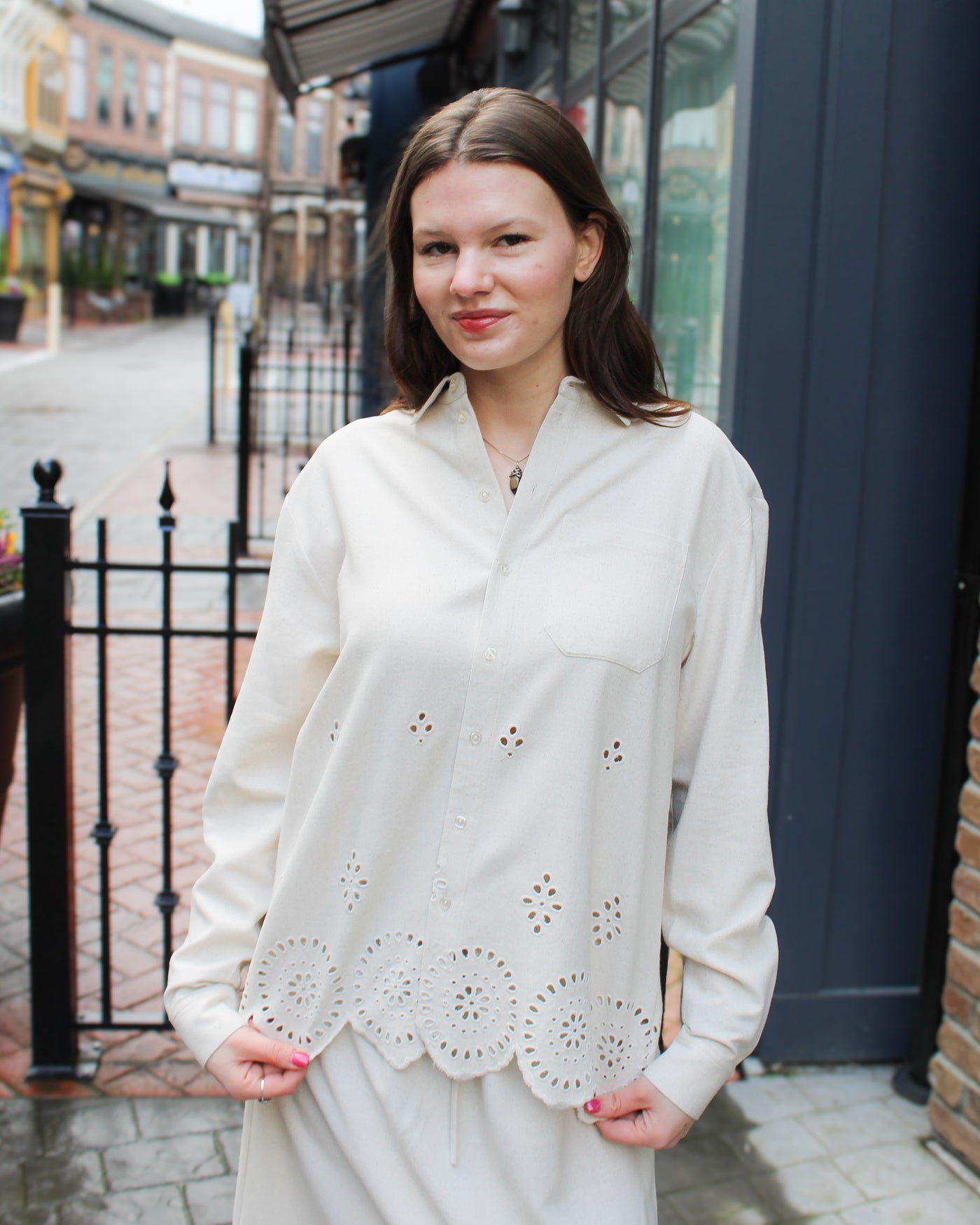 Shayla Scalloped Linen Shirt