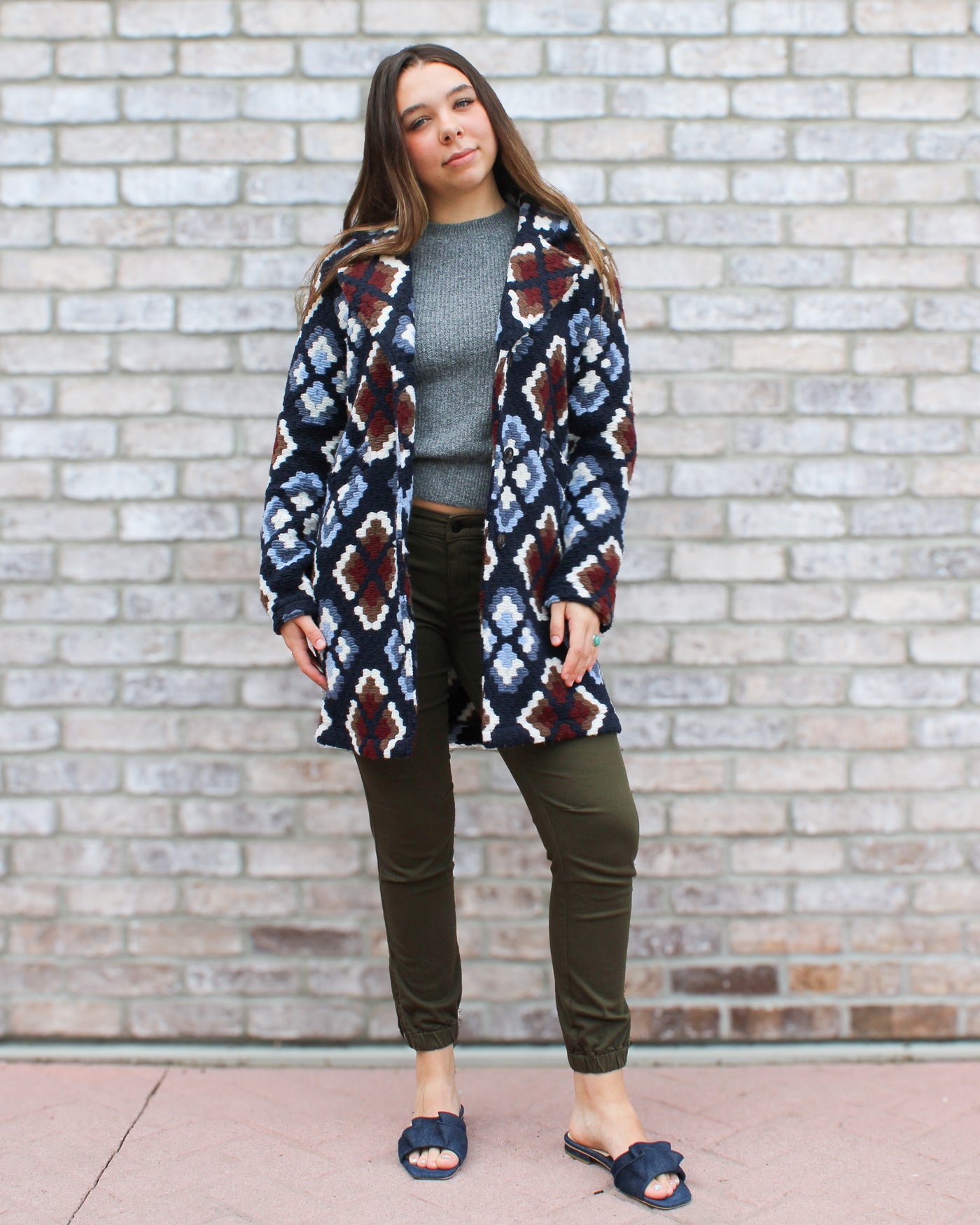 Plushy Knit Button Front Coat