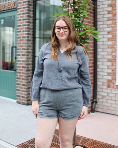 Marla Pull On Drawstring Cotton Shorts