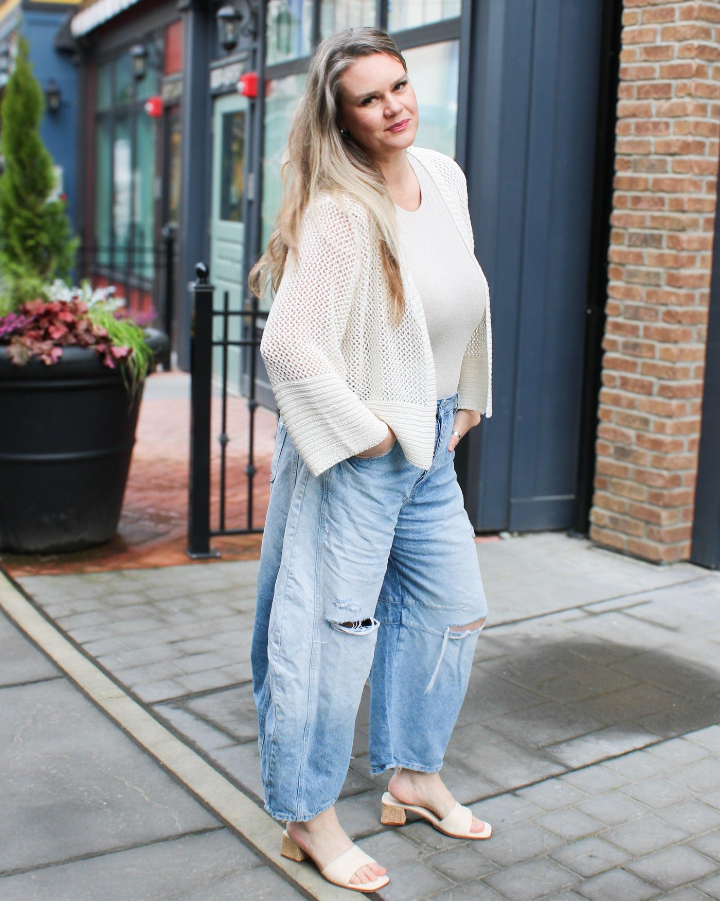 Bell Sleeve Open Stitch Cardigan