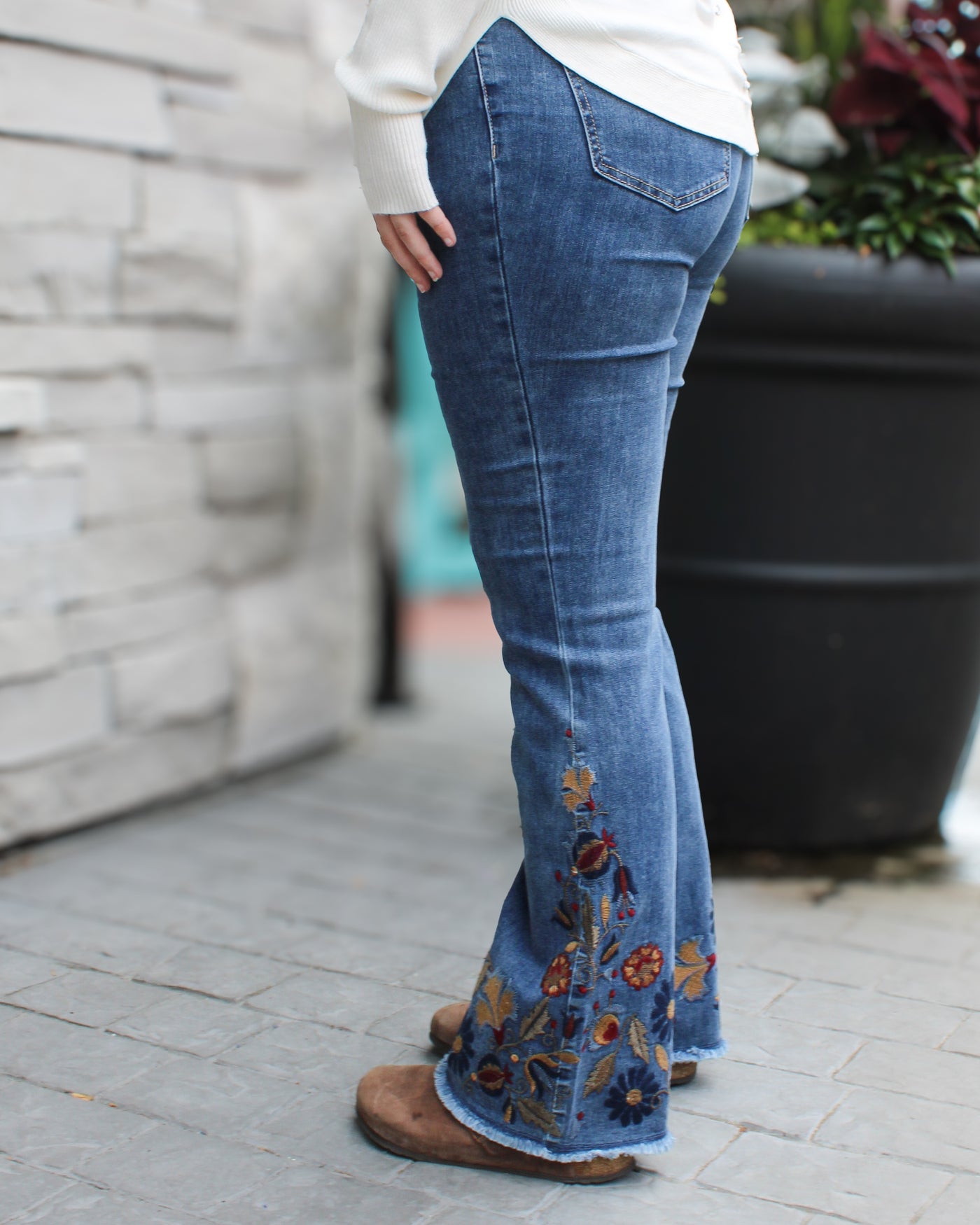 Embroidered Flare Jeans