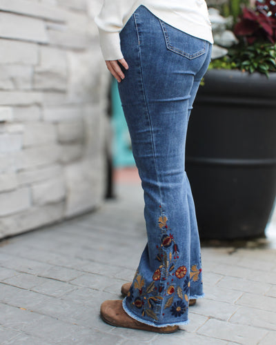 Embroidered Flare Jeans