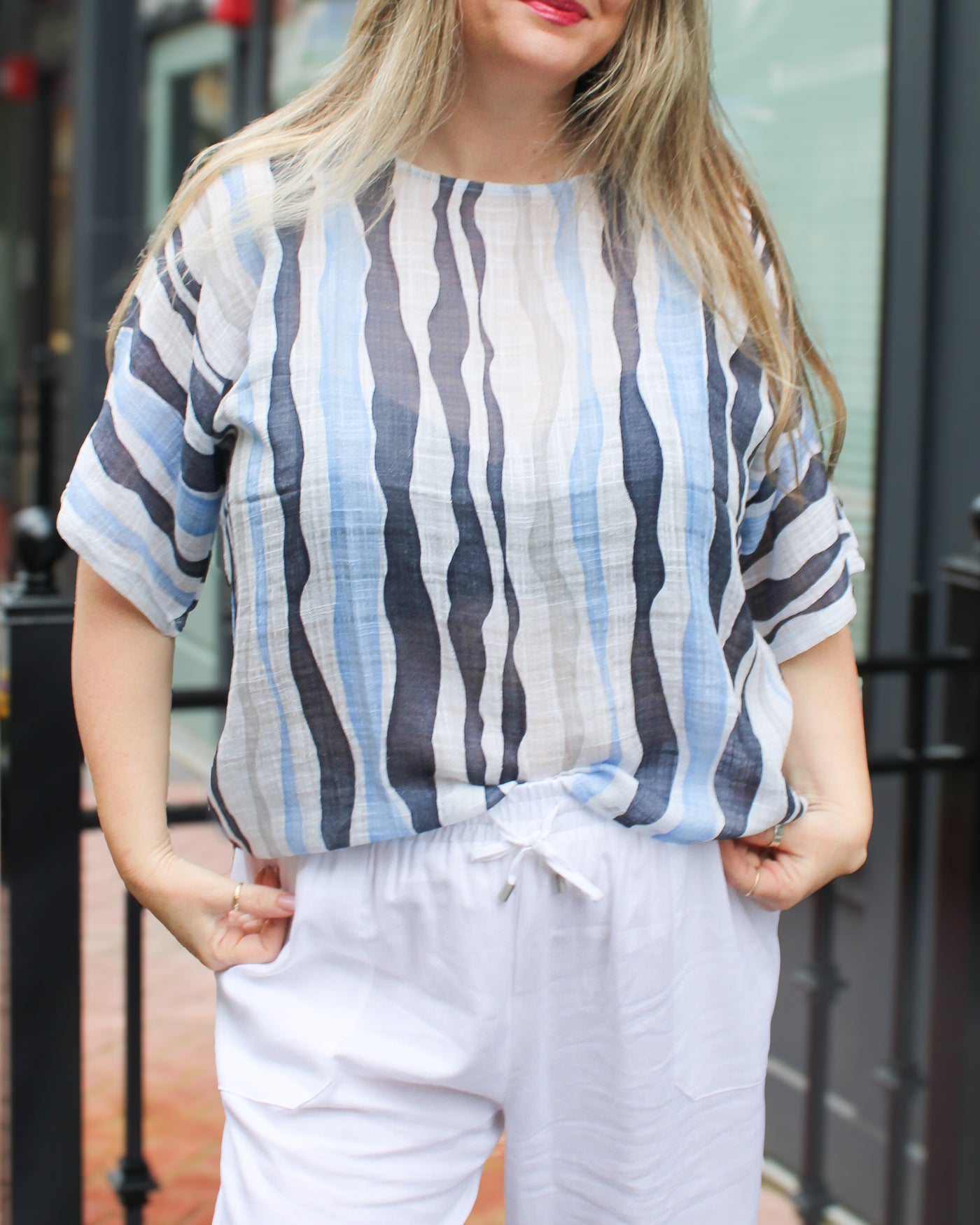 Printed Dolman Cotton Blouse