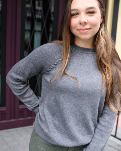 Raglan Sweater with Faux Leather Detail