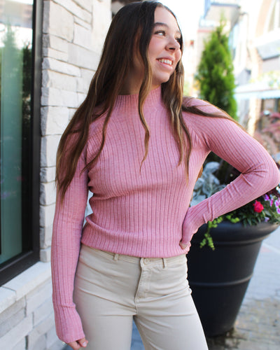 Ribbed Mock Neck Sweater