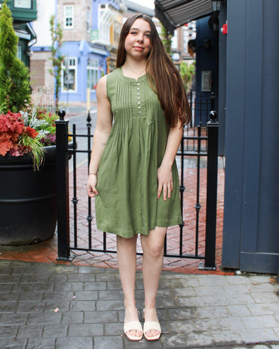 Loden Pleated Dress