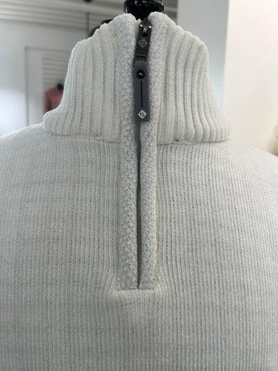 Chenille Mock Neck Zip Jacquard Sweater