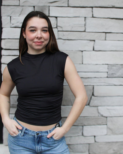 Yve Mock Neck Ruched Tank