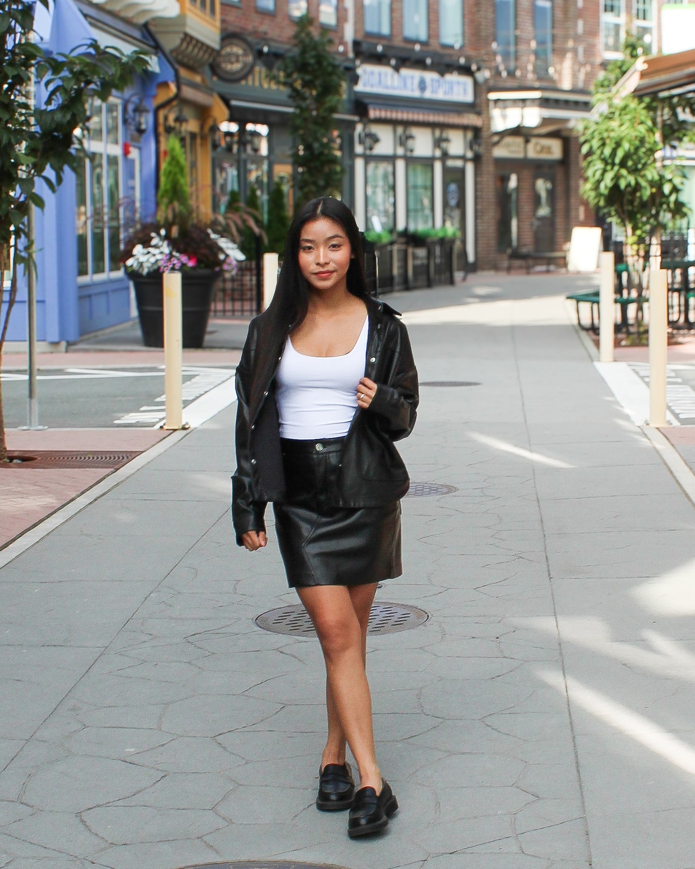 Bettie Faux Leather Button Up Top