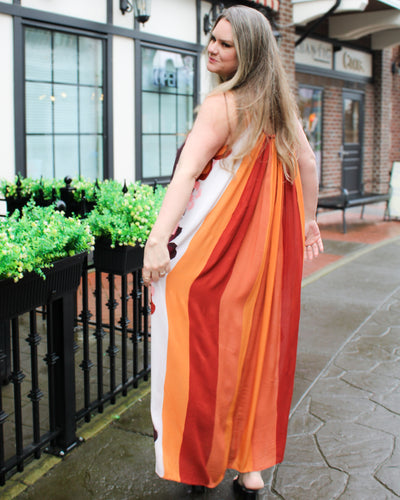 Flowy Placement Print Maxi Dress