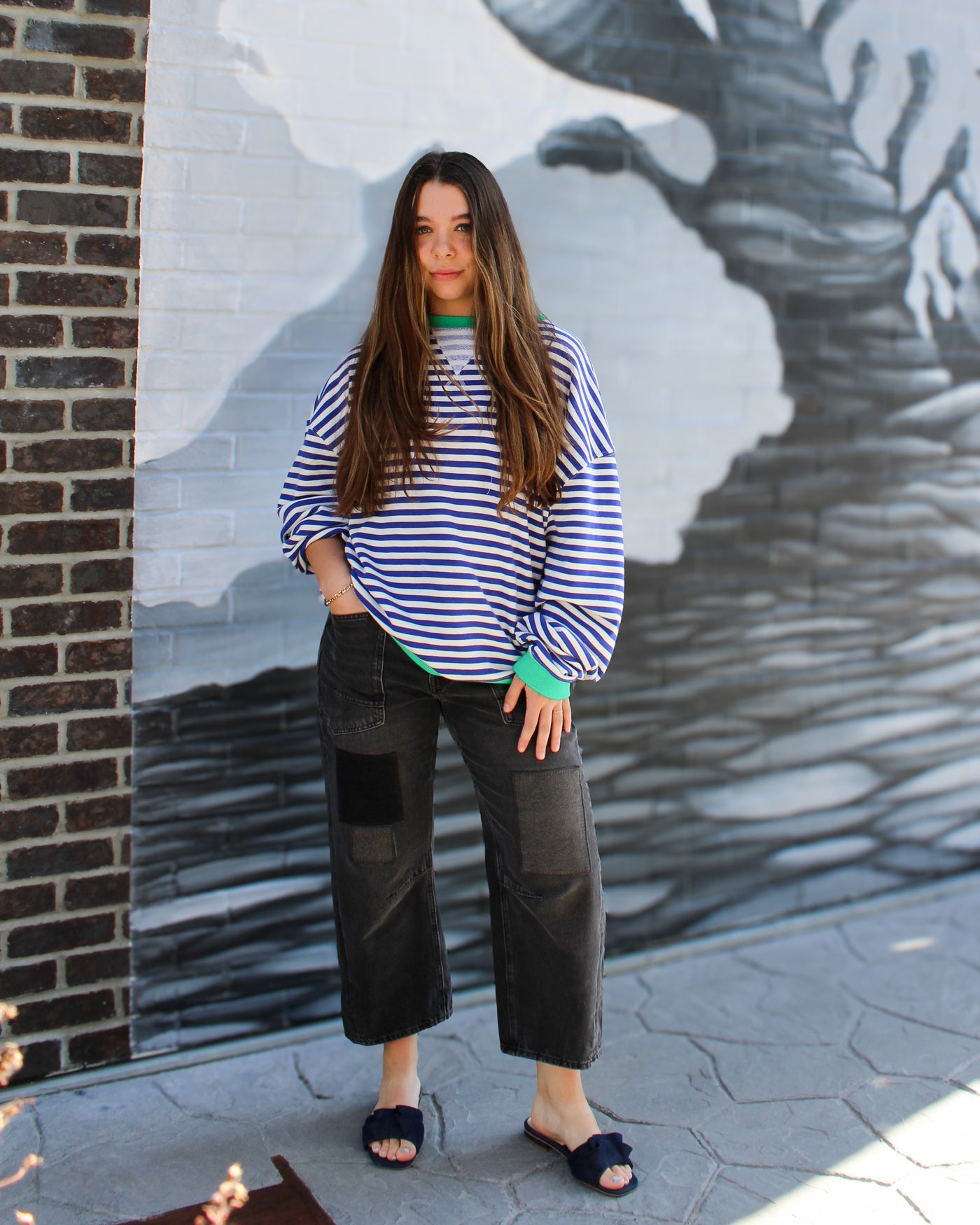 Classic Oversized Striped Crewneck